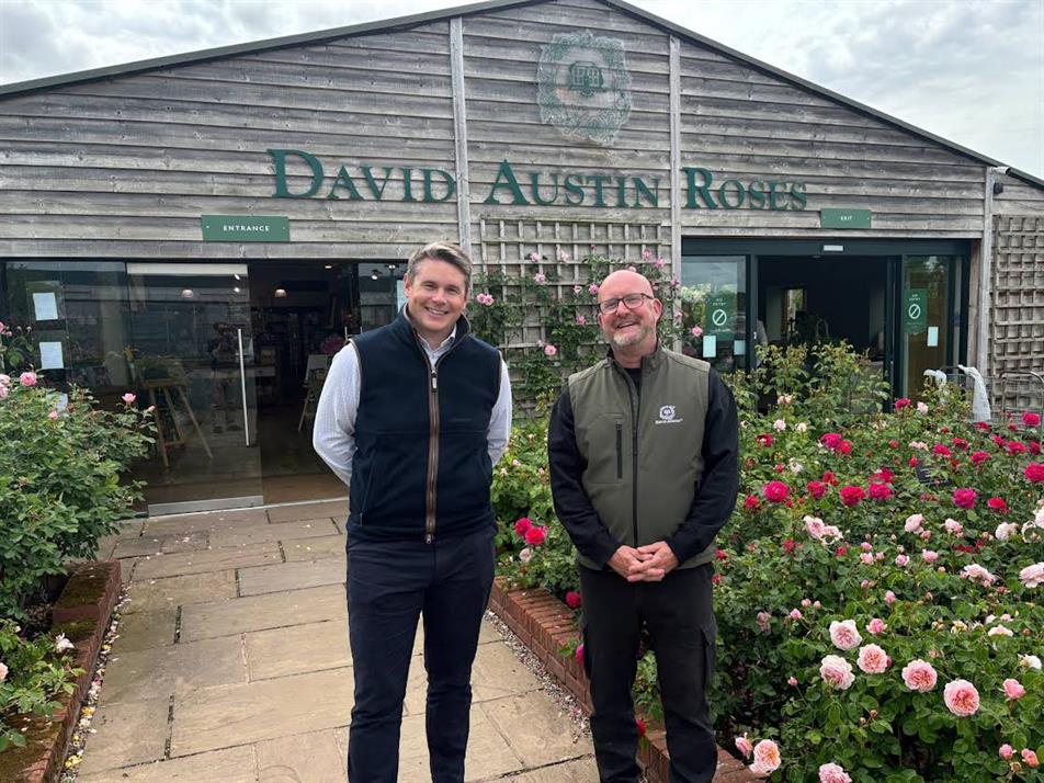 Chris Hodson of Bradford Estates with Tim Smith of David Austin Roses
